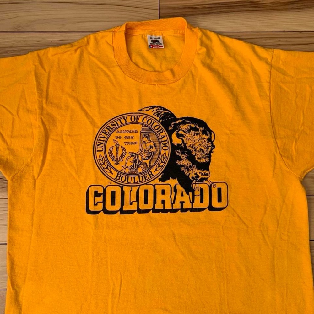 90s Vintage University of Colorado CU Boulder Buffaloes Graphic T-shirt Tee - Picture 1 of 4